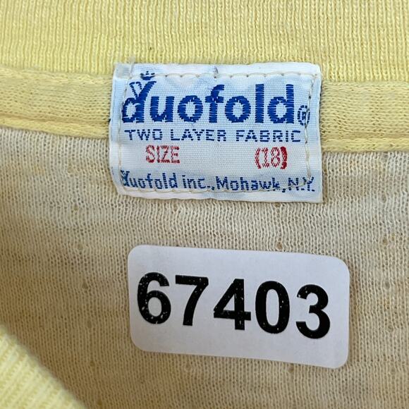 DUOFOLD Top Youth 18 2-Layer Baselayer Floral Thermal Wool Blend Yellow VTG - Picture 13 of 13